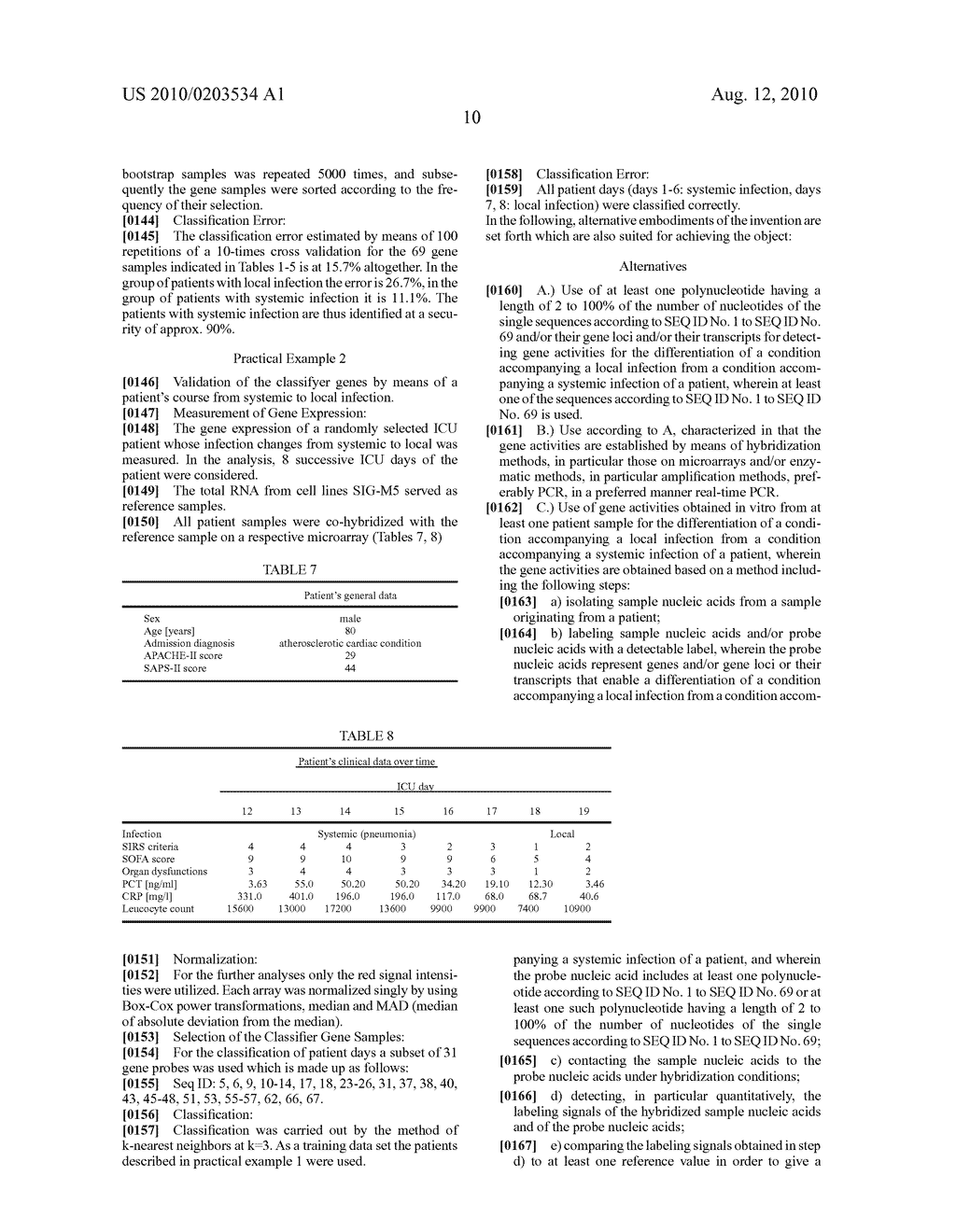 USE OF POLYNUCLEOTIDES FOR DETECTING GENE ACTIVITES FOR DISTINGUISHING BETWEEN LOCAL AND SYSTEMIC INFECTIONS - diagram, schematic, and image 12