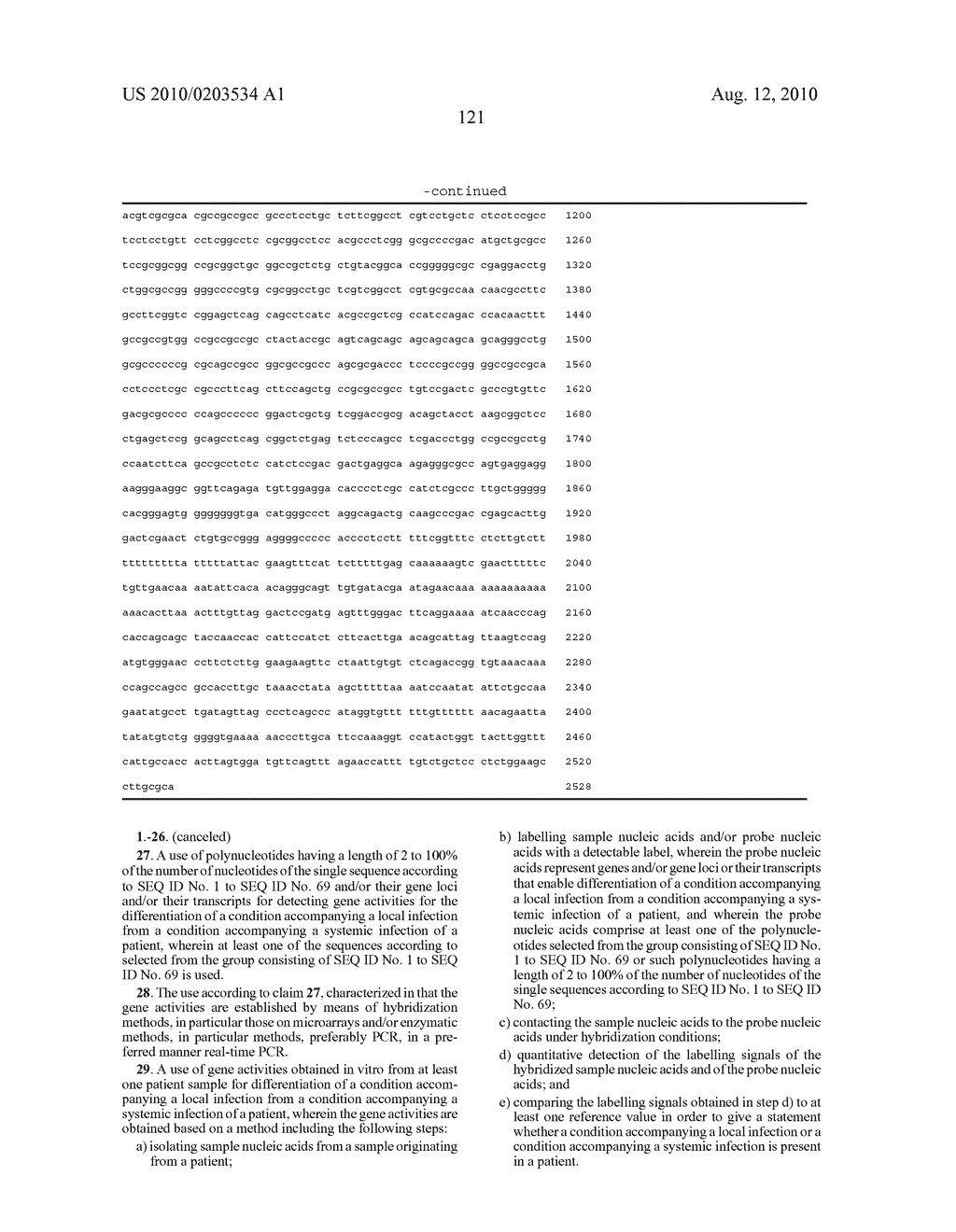 USE OF POLYNUCLEOTIDES FOR DETECTING GENE ACTIVITES FOR DISTINGUISHING BETWEEN LOCAL AND SYSTEMIC INFECTIONS - diagram, schematic, and image 123