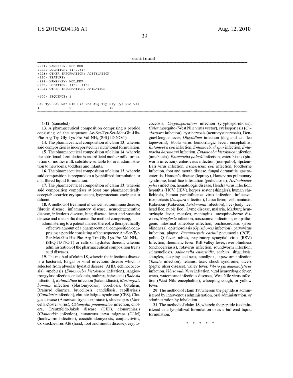 USE OF A PEPTIDE AS A THERAPEUTIC AGENT - diagram, schematic, and image 40