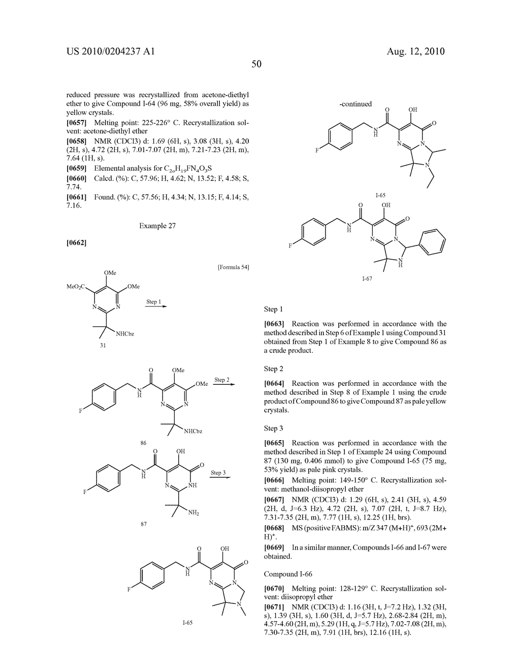 Hydroxypyrimidinone derivatives having inhibitory activity against HIV integrase - diagram, schematic, and image 51