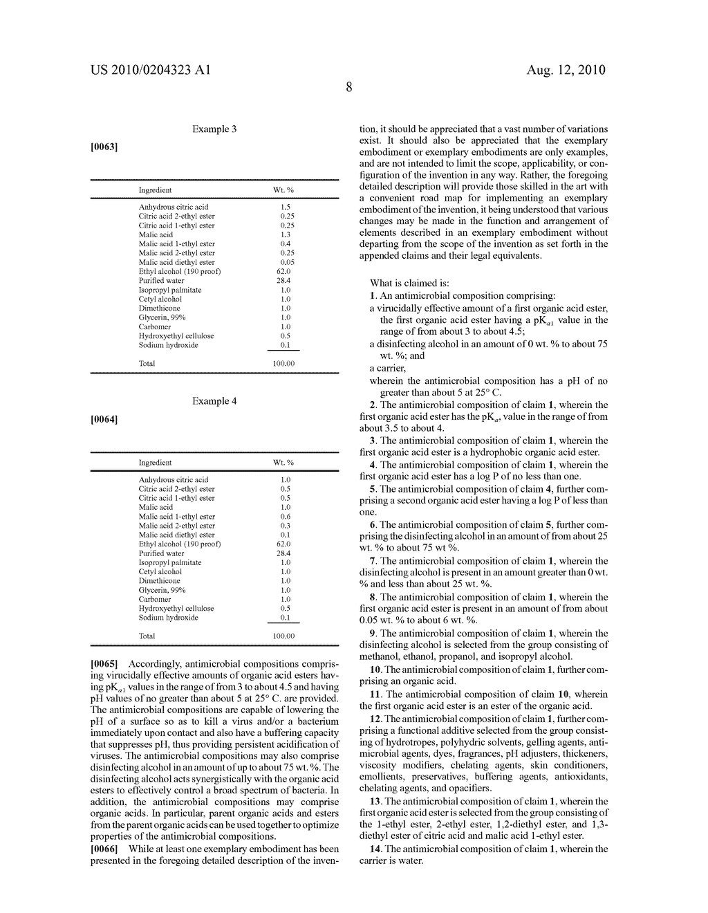 ANTIMICROBIAL COMPOSITIONS COMPRISING ORGANIC ACID ESTERS AND METHODS FOR REDUCING VIRUS AND BACTERIAL POPULATIONS USING SUCH COMPOSITIONS - diagram, schematic, and image 09
