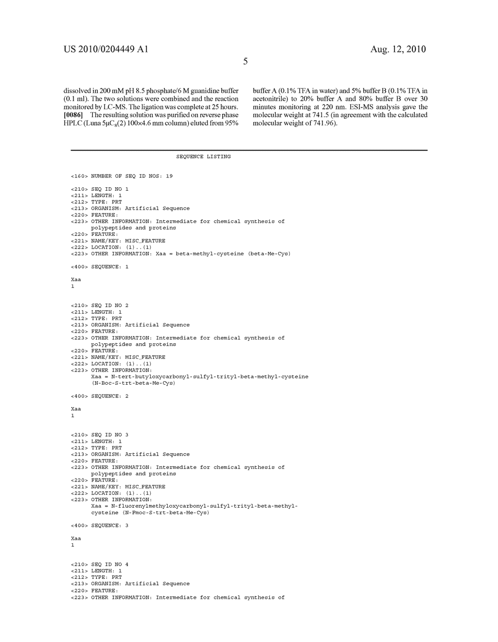 METHODS AND INTERMEDIATES FOR CHEMICAL SYNTHESIS OF POLYPEPTIDES AND PROTEINS - diagram, schematic, and image 09