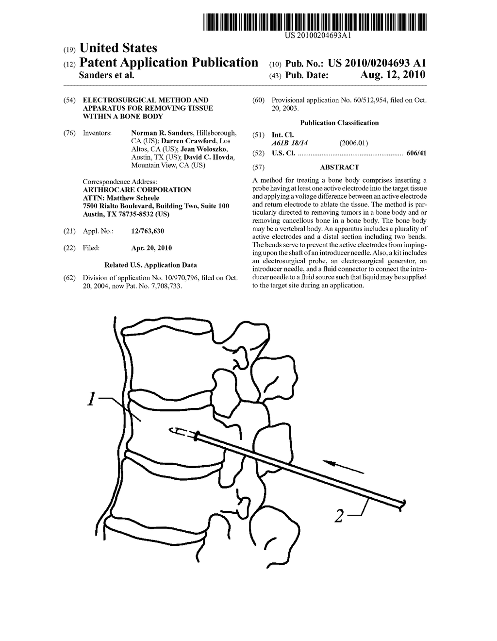 ELECTROSURGICAL METHOD AND APPARATUS FOR REMOVING TISSUE WITHIN A BONE BODY - diagram, schematic, and image 01