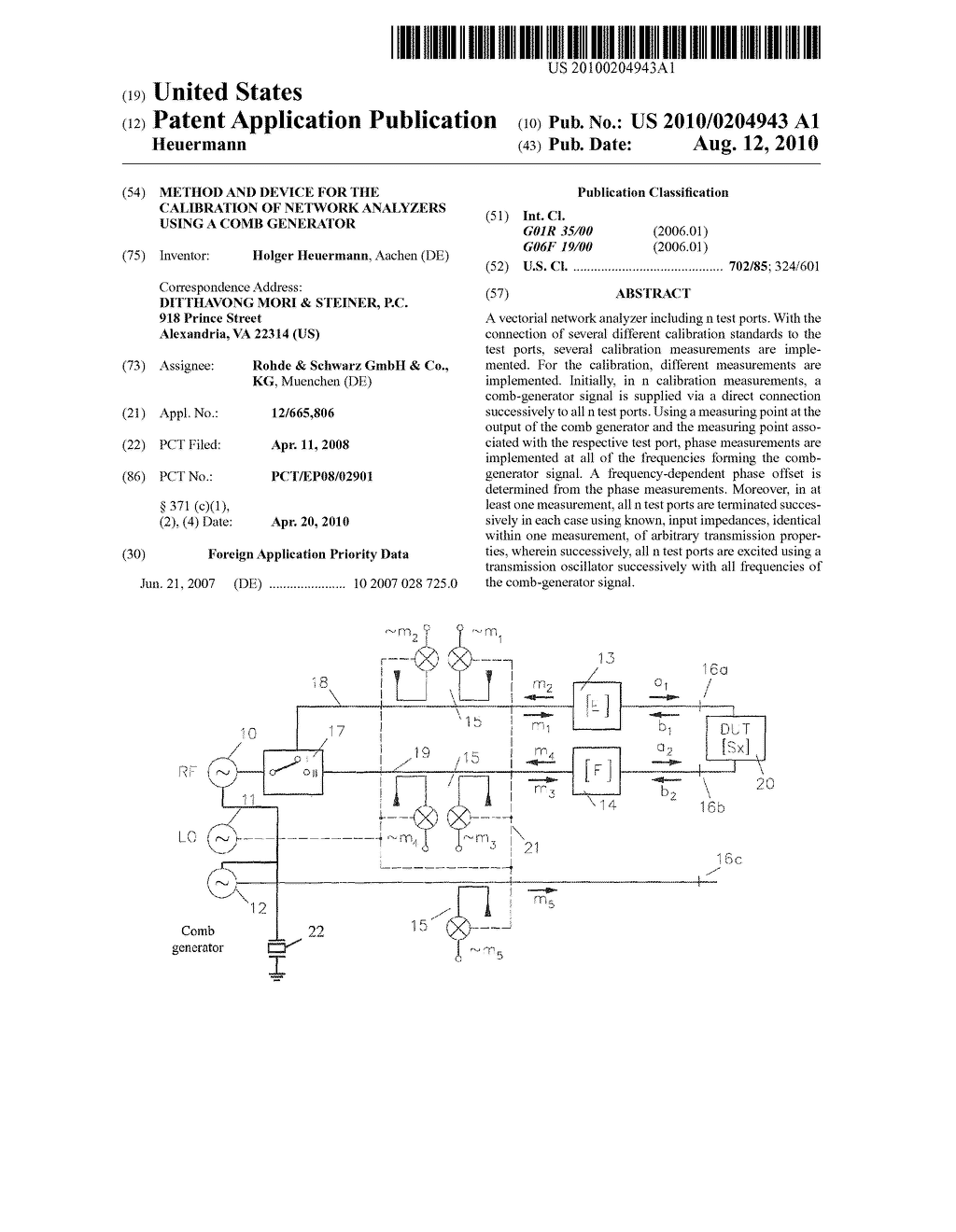 METHOD AND DEVICE FOR THE CALIBRATION OF NETWORK ANALYZERS USING A COMB GENERATOR - diagram, schematic, and image 01