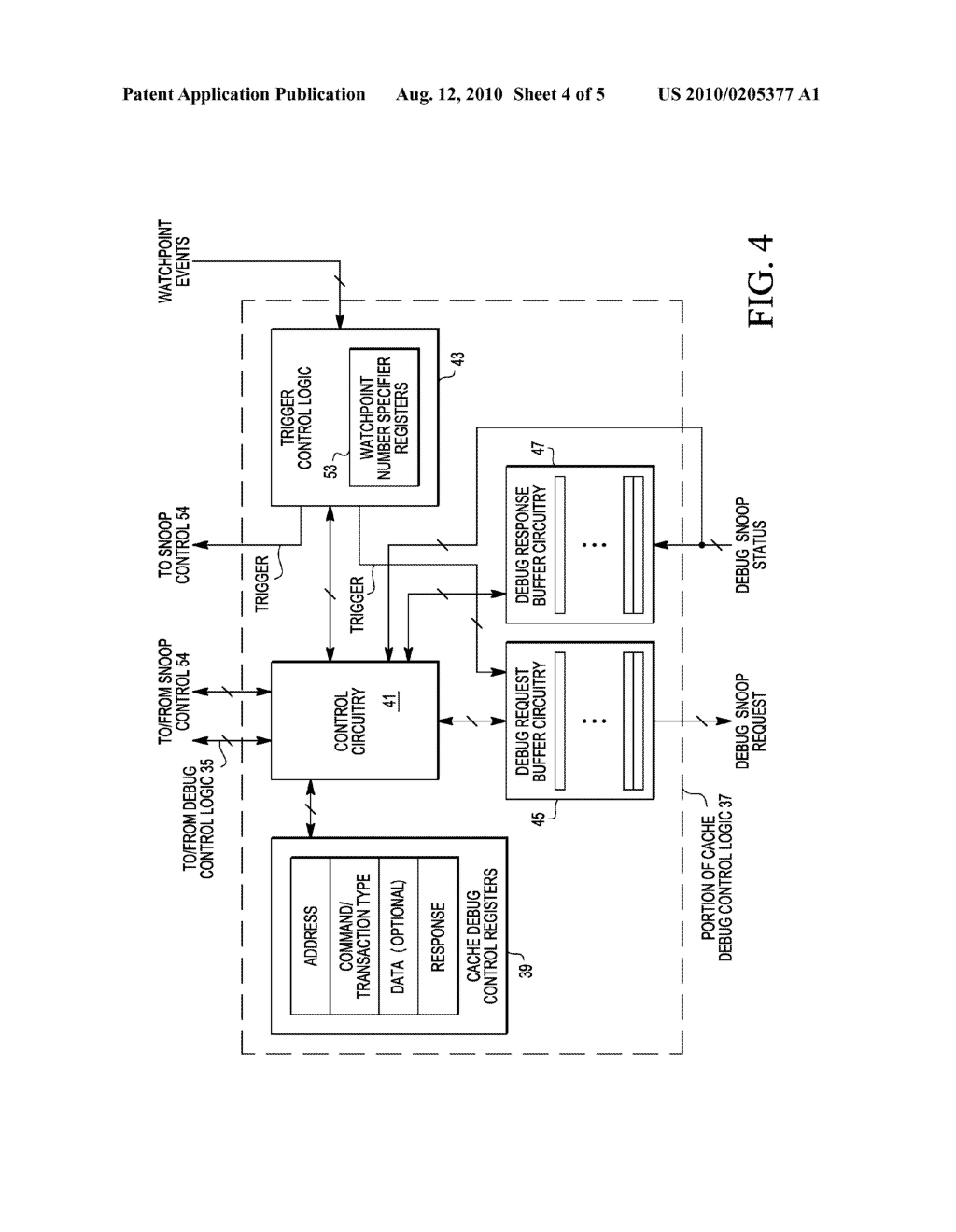 DEBUG CONTROL FOR SNOOP OPERATIONS IN A MULTIPROCESSOR SYSTEM AND METHOD THEREOF - diagram, schematic, and image 05