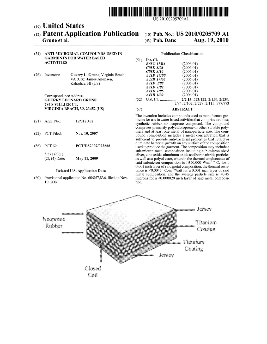 ANTI-MICROBIAL COMPOUNDS USED IN GARMENTS FOR WATER BASED ACTIVITIES - diagram, schematic, and image 01