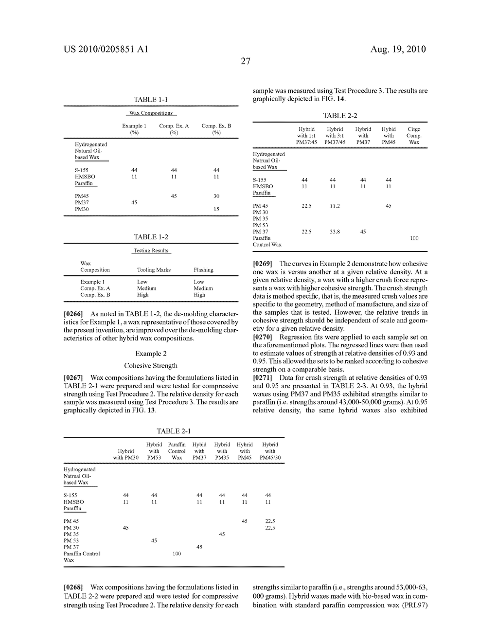 HYBRID WAX COMPOSITIONS FOR USE IN COMPRESSION MOLDED WAX ARTICLES SUCH AS CANDLES - diagram, schematic, and image 47