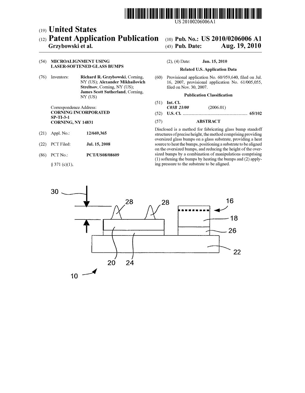 MICROALIGNMENT USING LASER-SOFTENED GLASS BUMPS - diagram, schematic, and image 01