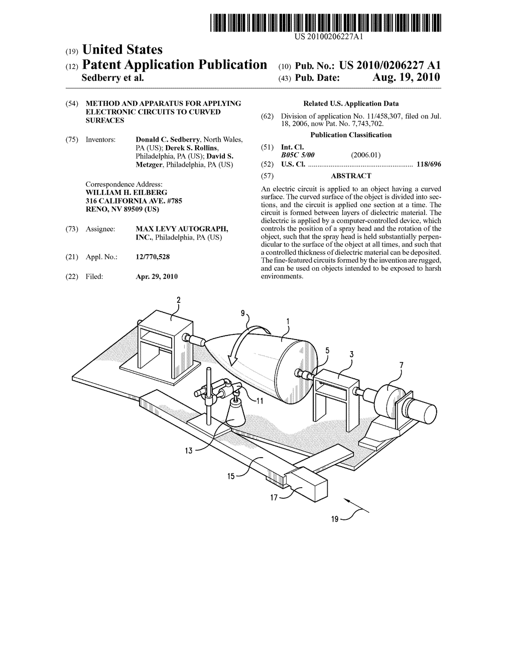 METHOD AND APPARATUS FOR APPLYING ELECTRONIC CIRCUITS TO CURVED SURFACES - diagram, schematic, and image 01