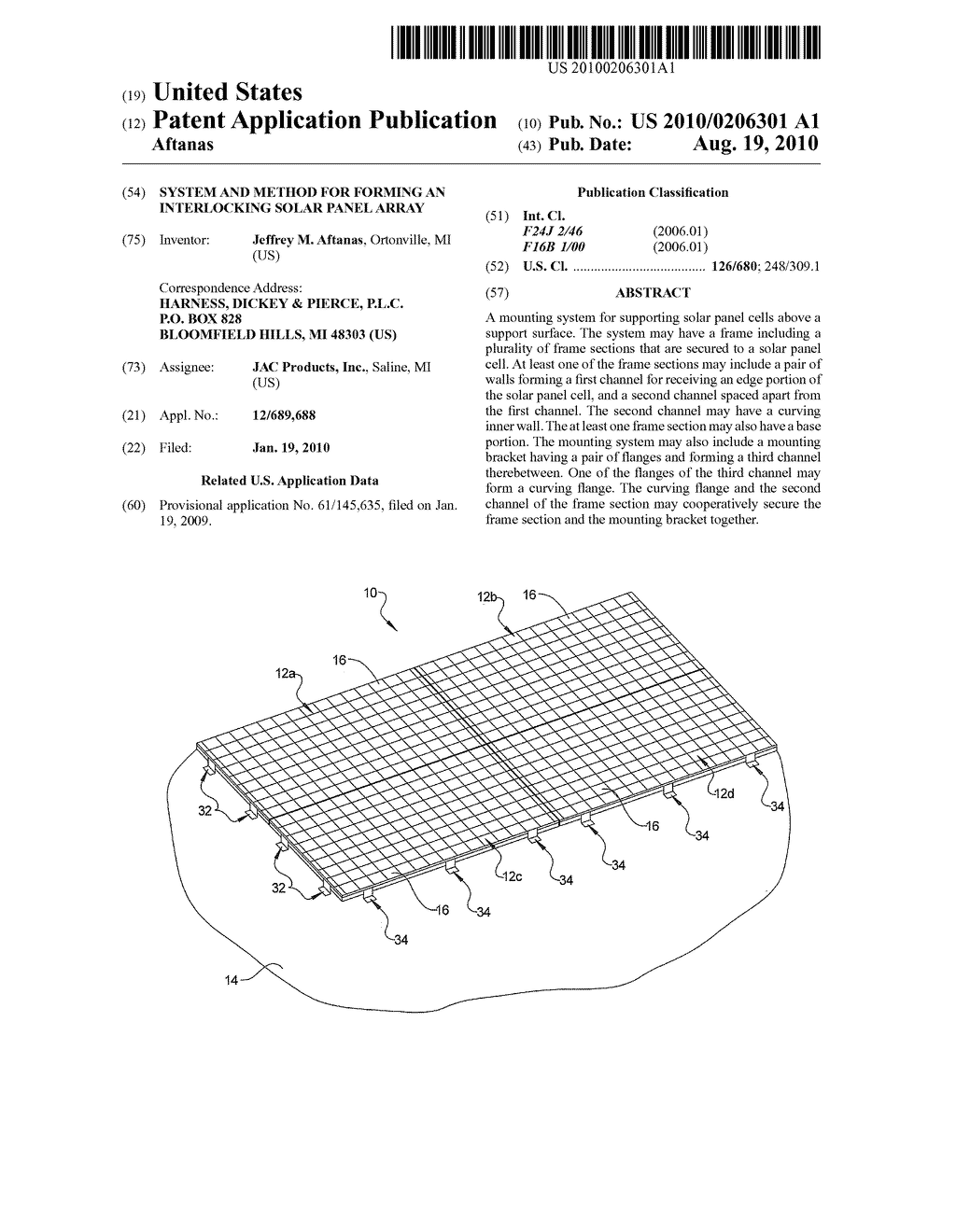 SYSTEM AND METHOD FOR FORMING AN INTERLOCKING SOLAR PANEL ARRAY - diagram, schematic, and image 01