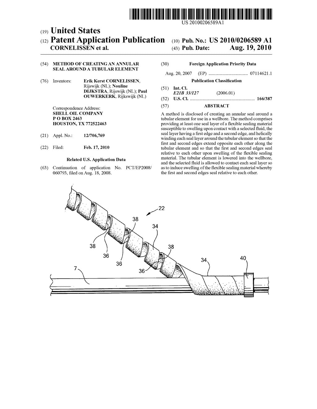 METHOD OF CREATING AN ANNULAR SEAL AROUND A TUBULAR ELEMENT - diagram, schematic, and image 01