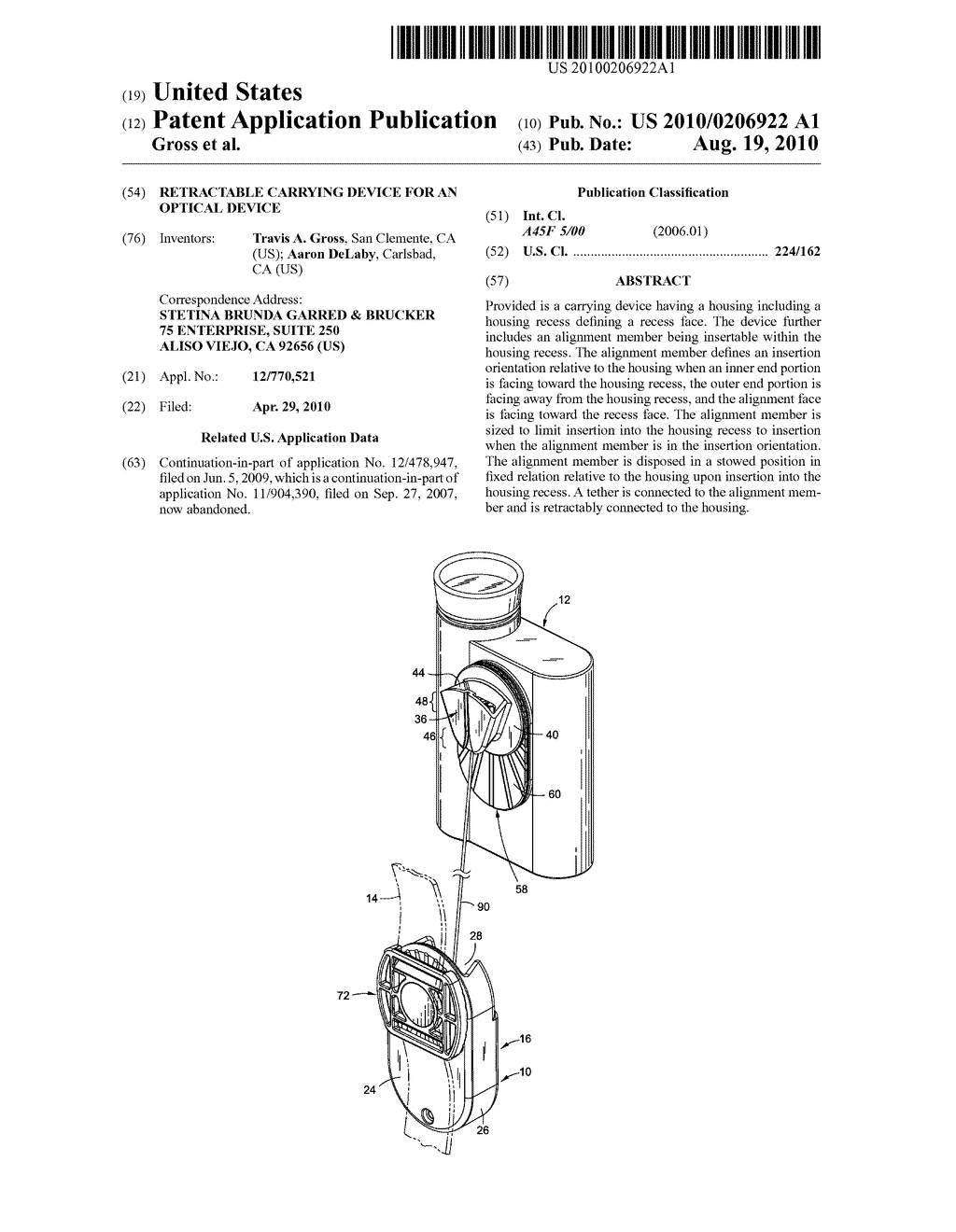 RETRACTABLE CARRYING DEVICE FOR AN OPTICAL DEVICE - diagram, schematic, and image 01