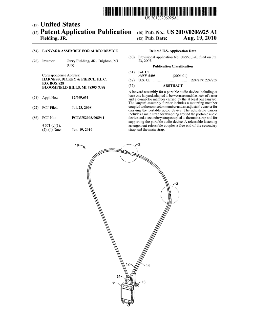 LANYARD ASSEMBLY FOR AUDIO DEVICE - diagram, schematic, and image 01