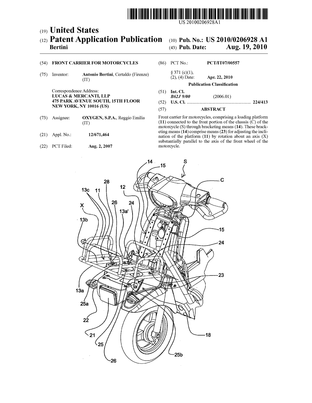 FRONT CARRIER FOR MOTORCYCLES - diagram, schematic, and image 01