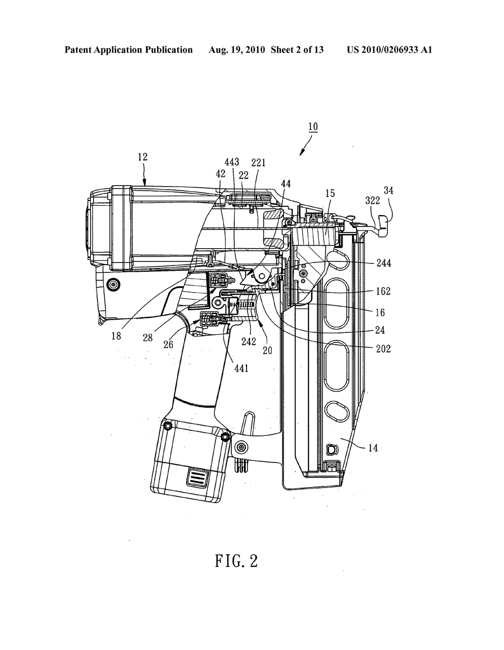 Combustion powered nail gun having safety mechanism - diagram, schematic, and image 03