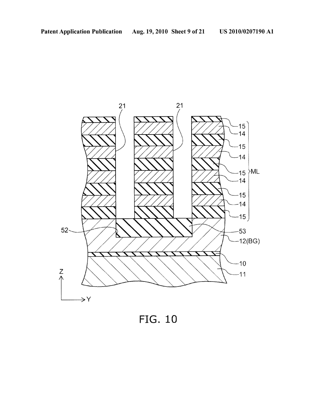 NONVOLATILE SEMICONDUCTOR MEMORY DEVICE AND METHOD FOR MANUFACTURING THE SAME - diagram, schematic, and image 10