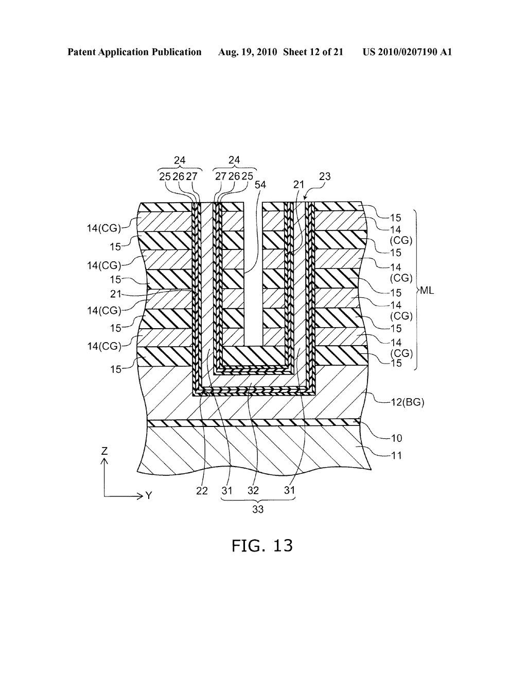 NONVOLATILE SEMICONDUCTOR MEMORY DEVICE AND METHOD FOR MANUFACTURING THE SAME - diagram, schematic, and image 13