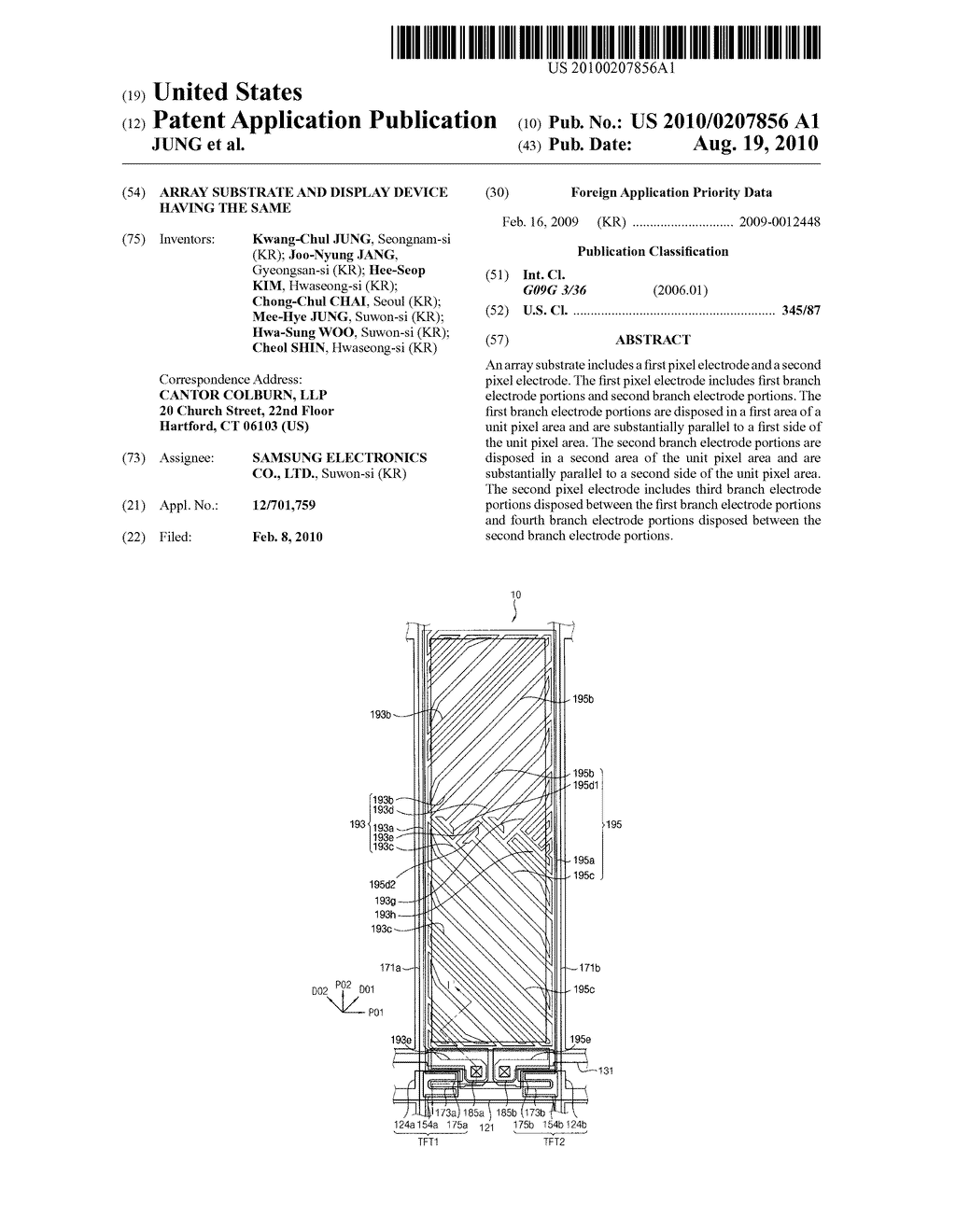 ARRAY SUBSTRATE AND DISPLAY DEVICE HAVING THE SAME - diagram, schematic, and image 01