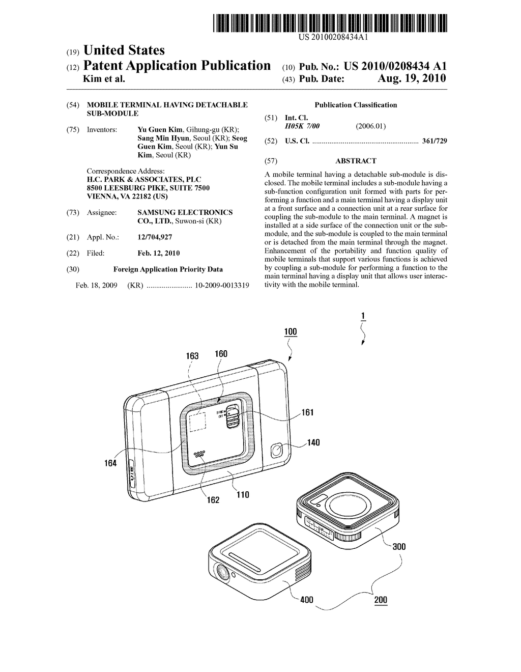 MOBILE TERMINAL HAVING DETACHABLE SUB-MODULE - diagram, schematic, and image 01