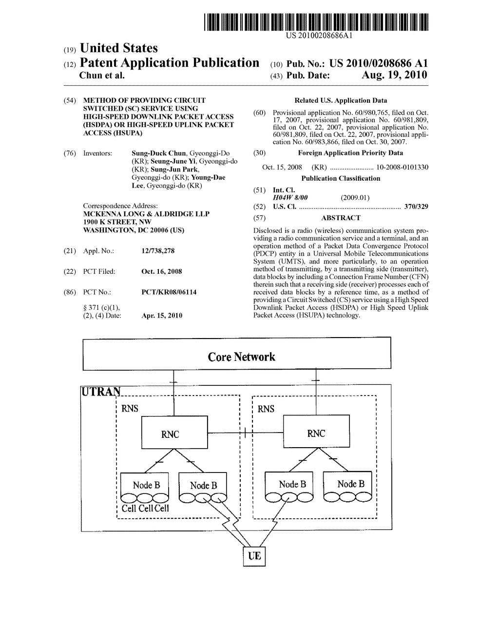 METHOD OF PROVIDING CIRCUIT SWITCHED (SC) SERVICE USING HIGH-SPEED DOWNLINK PACKET ACCESS (HSDPA) OR HIGH-SPEED UPLINK PACKET ACCESS (HSUPA) - diagram, schematic, and image 01