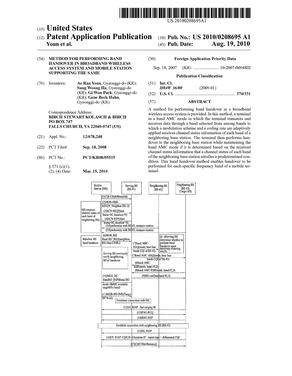 METHOD FOR PERFORMING BAND HANDOVER IN BROADBAND WIRELESS ACCESS SYSTEM AND MOBILE STATION SUPPORTING THE SAME - diagram, schematic, and image 01