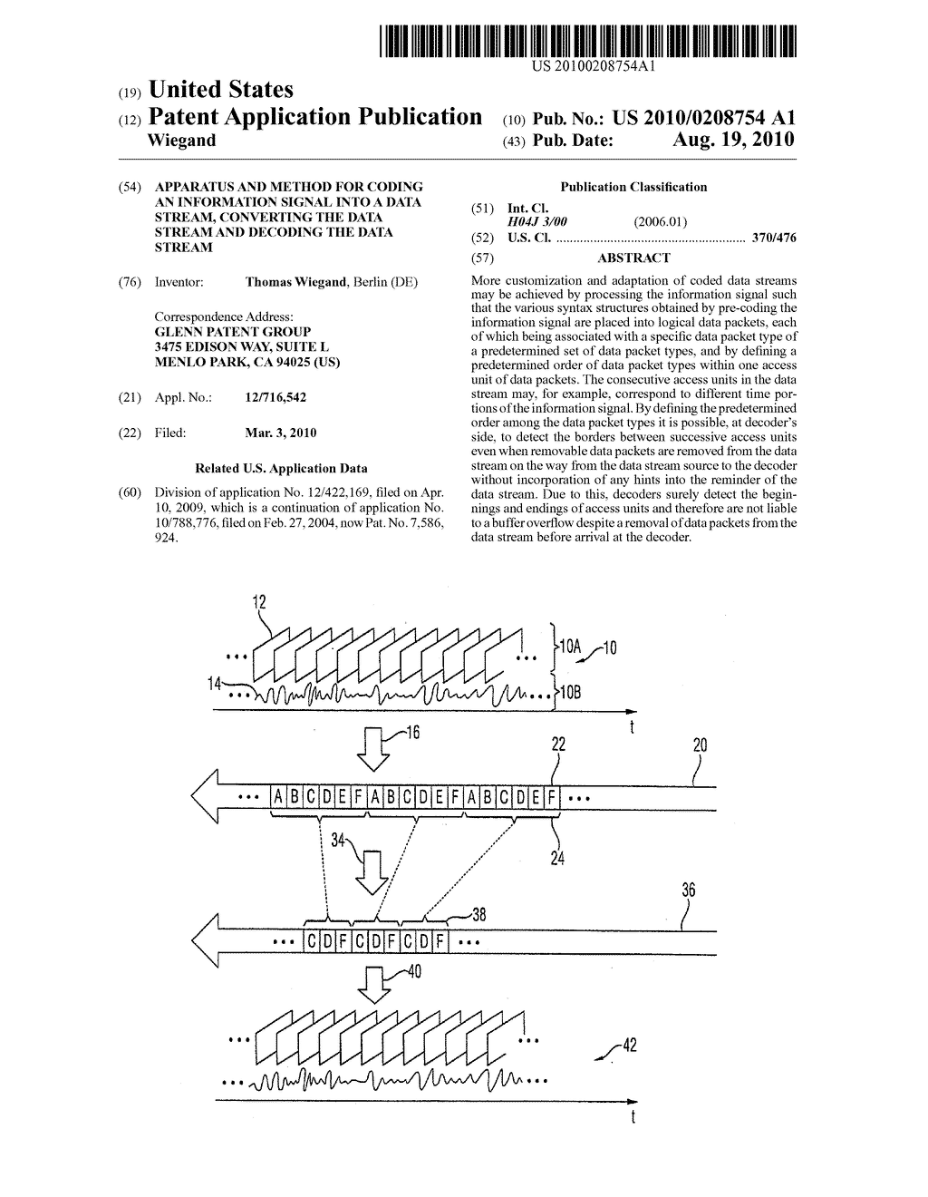 Apparatus and Method for Coding an Information Signal into a Data Stream, Converting the Data Stream and Decoding the Data Stream - diagram, schematic, and image 01