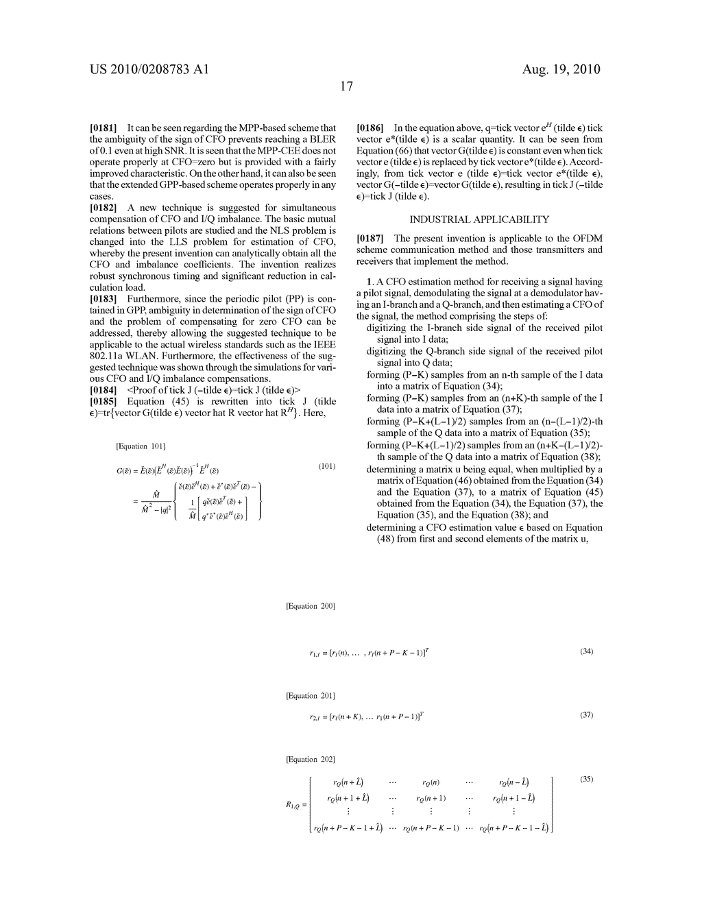 METHOD FOR CALCULATING CFO AND I/Q IMBALANCE COMPENSATION COEFFICIENTS, COMPENSATION METHOD USING THE SAME, AND METHOD FOR TRANSMITTING PILOT SIGNAL - diagram, schematic, and image 31