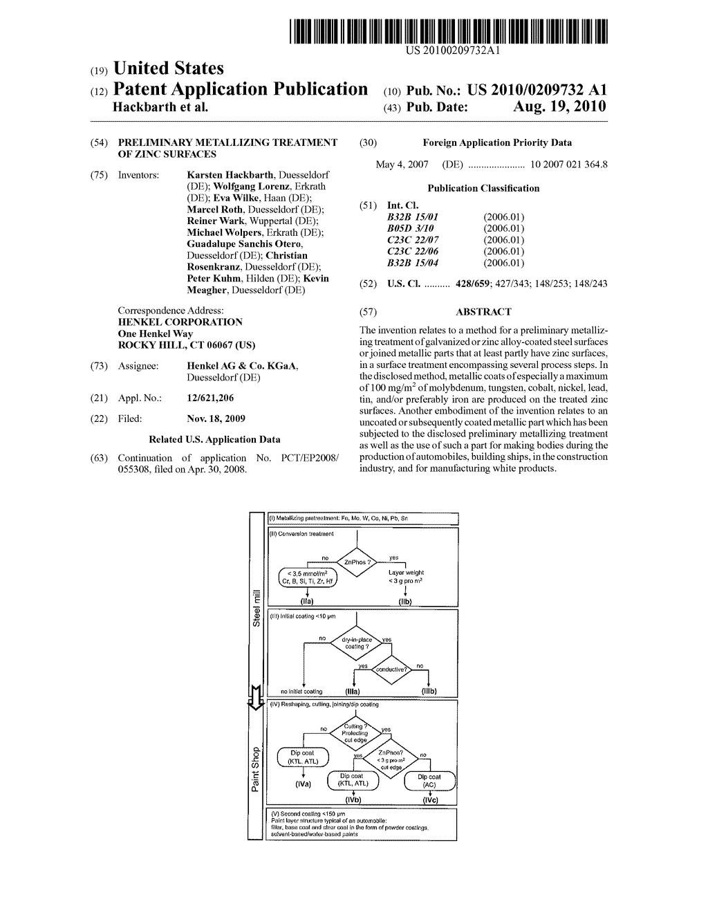 PRELIMINARY METALLIZING TREATMENT OF ZINC SURFACES - diagram, schematic, and image 01