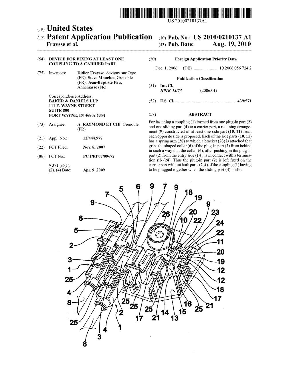 DEVICE FOR FIXING AT LEAST ONE COUPLING TO A CARRIER PART - diagram, schematic, and image 01