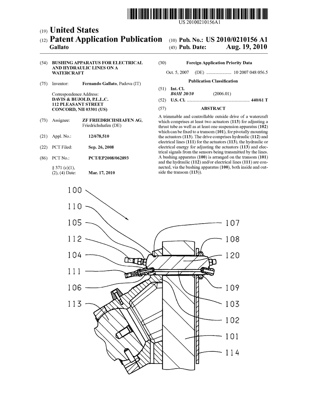 BUSHING APPARATUS FOR ELECTRICAL AND HYDRAULIC LINES ON A WATERCRAFT - diagram, schematic, and image 01