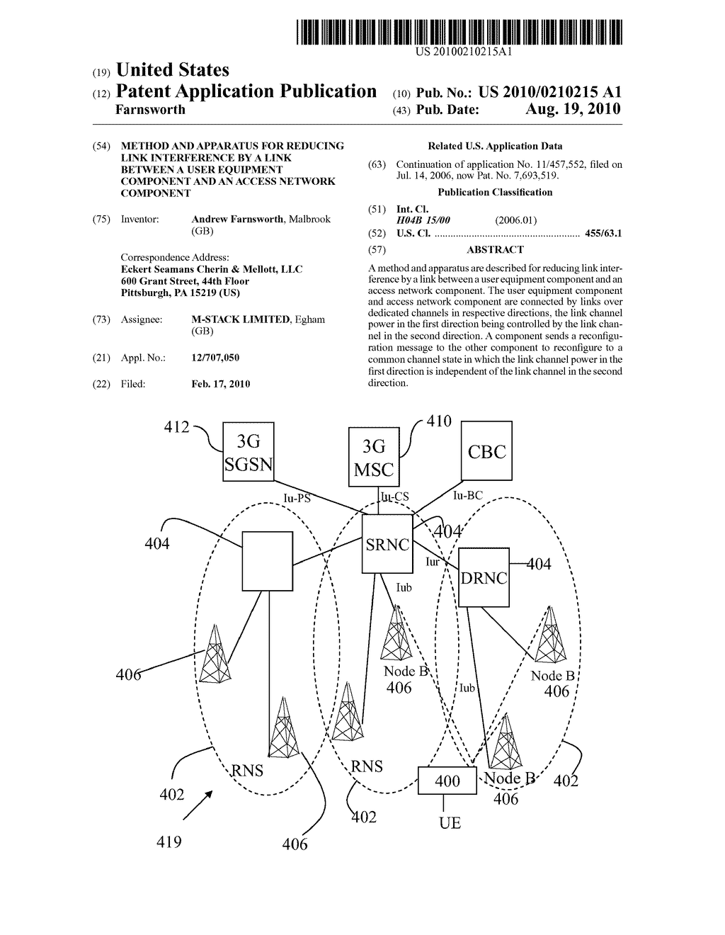  Method and Apparatus for Reducing Link Interference by a Link Between a User Equipment Component and an Access Network Component - diagram, schematic, and image 01