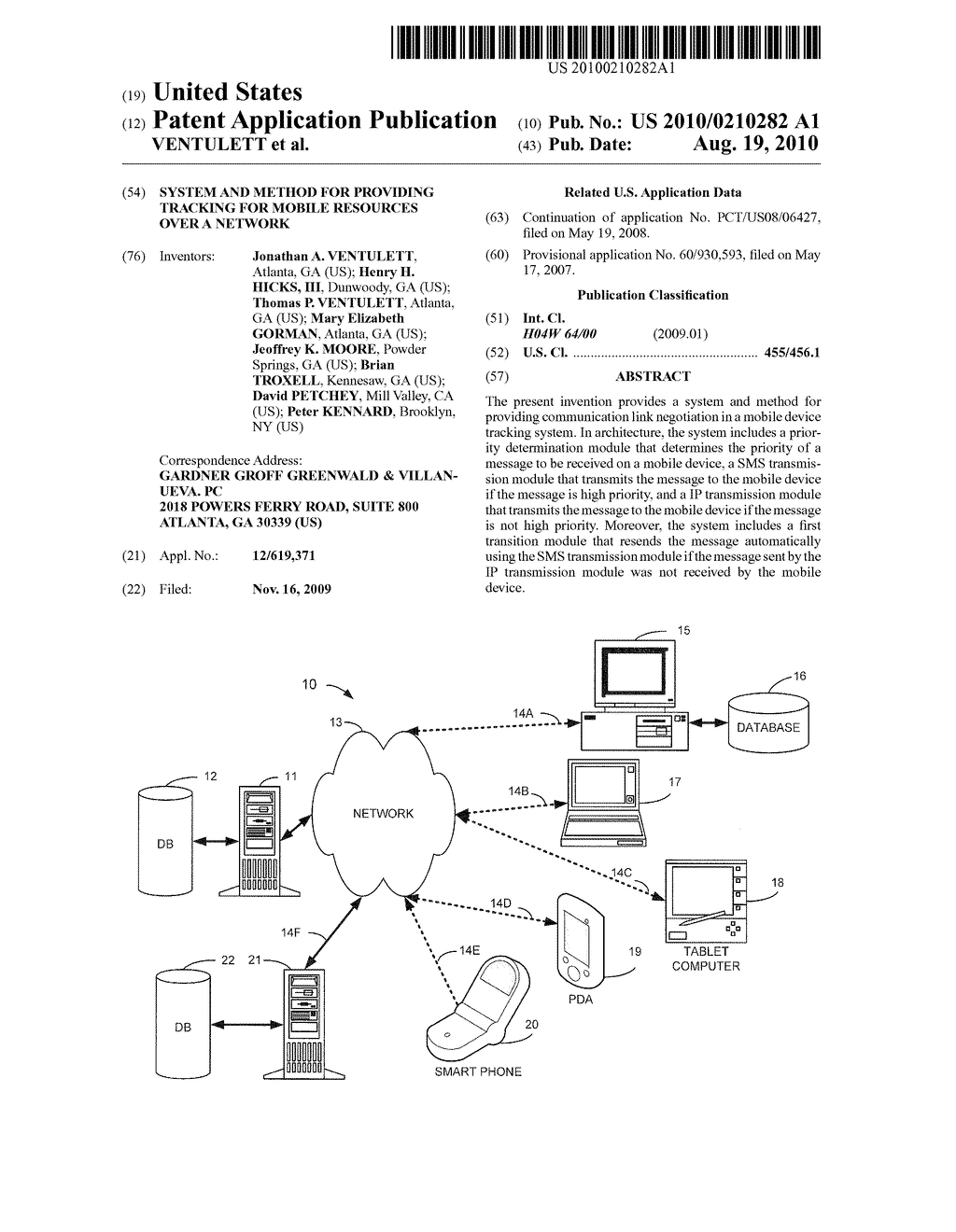 SYSTEM AND METHOD FOR PROVIDING TRACKING FOR MOBILE RESOURCES OVER A NETWORK - diagram, schematic, and image 01