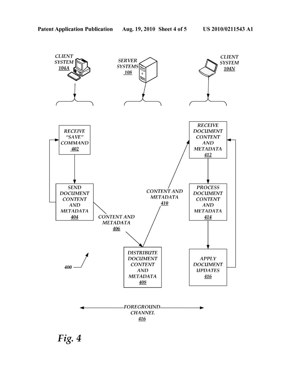 SYNCHRONIZING METADATA AND DOCUMENT CONTENT ACROSS CLIENT SYSTEMS USING DIFFERENT COMMUNICATION CHANNELS - diagram, schematic, and image 05