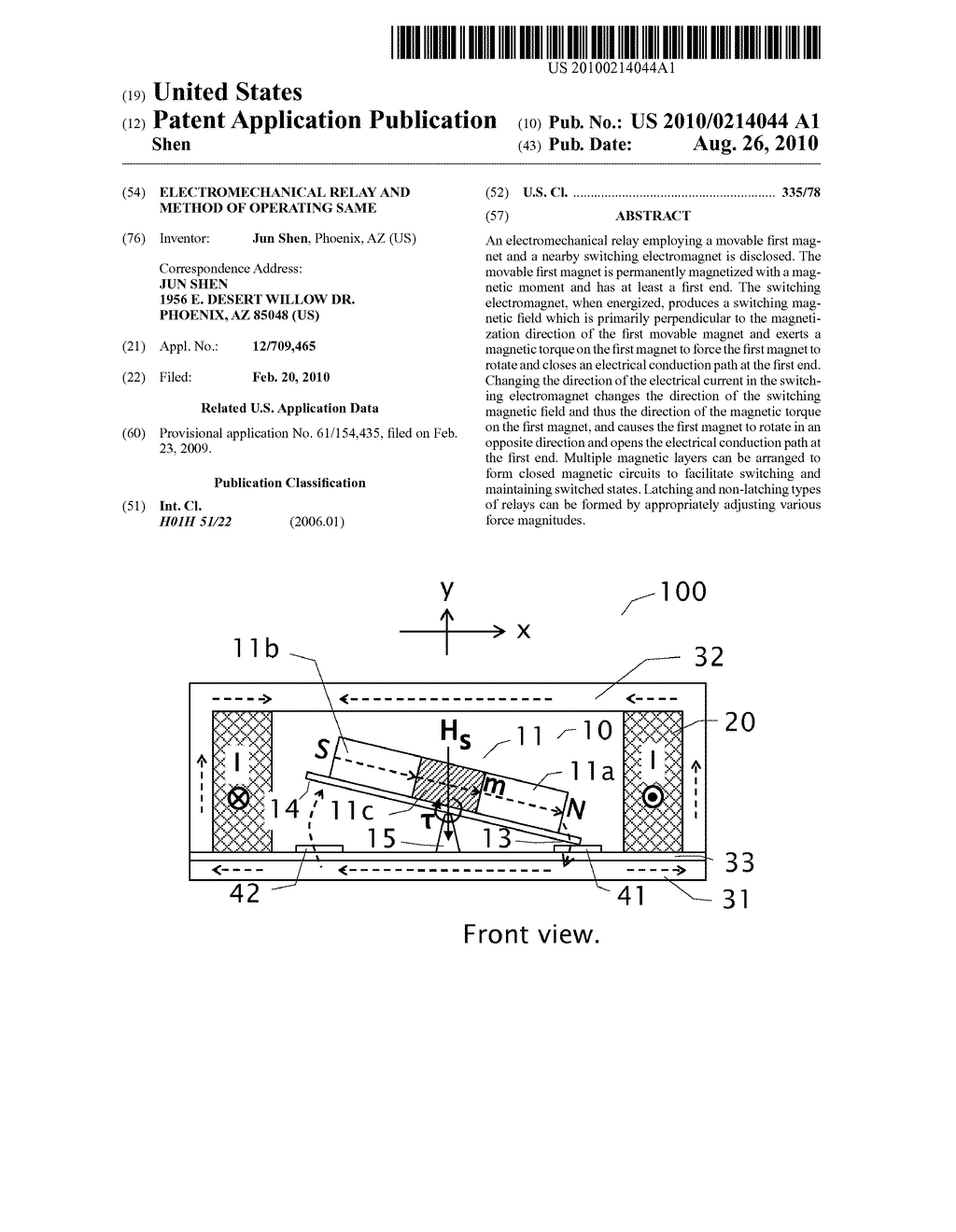 ELECTROMECHANICAL RELAY AND METHOD OF OPERATING SAME - diagram, schematic, and image 01