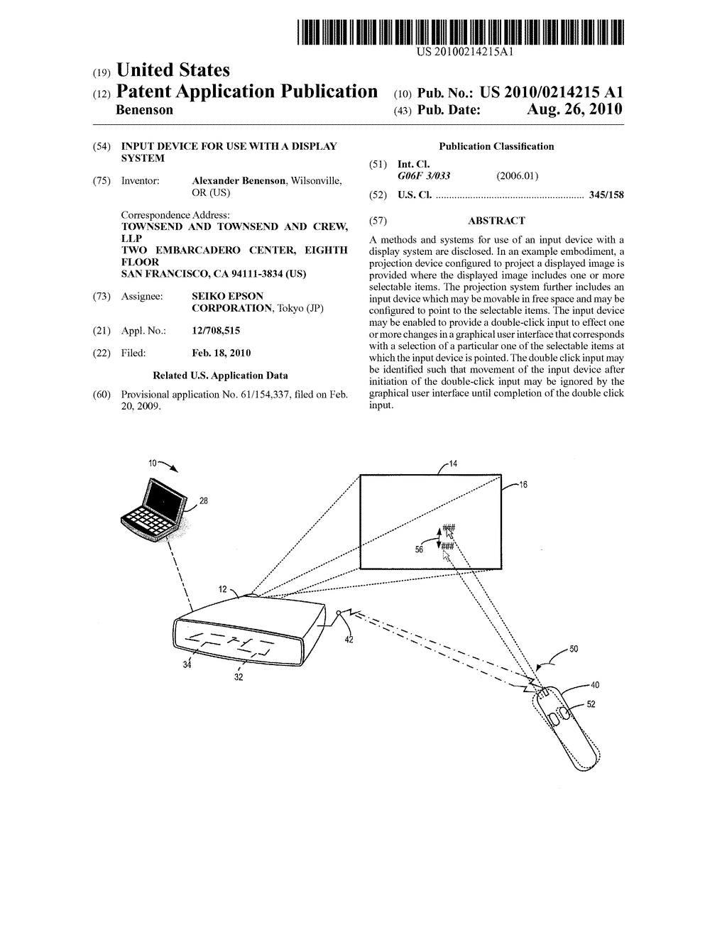 INPUT DEVICE FOR USE WITH A DISPLAY SYSTEM - diagram, schematic, and image 01