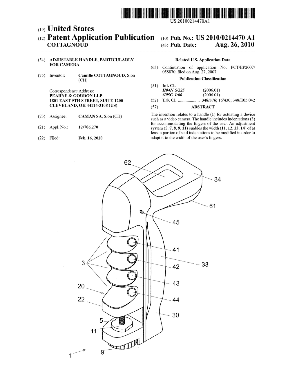 ADJUSTABLE HANDLE, PARTICULARLY FOR CAMERA - diagram, schematic, and image 01