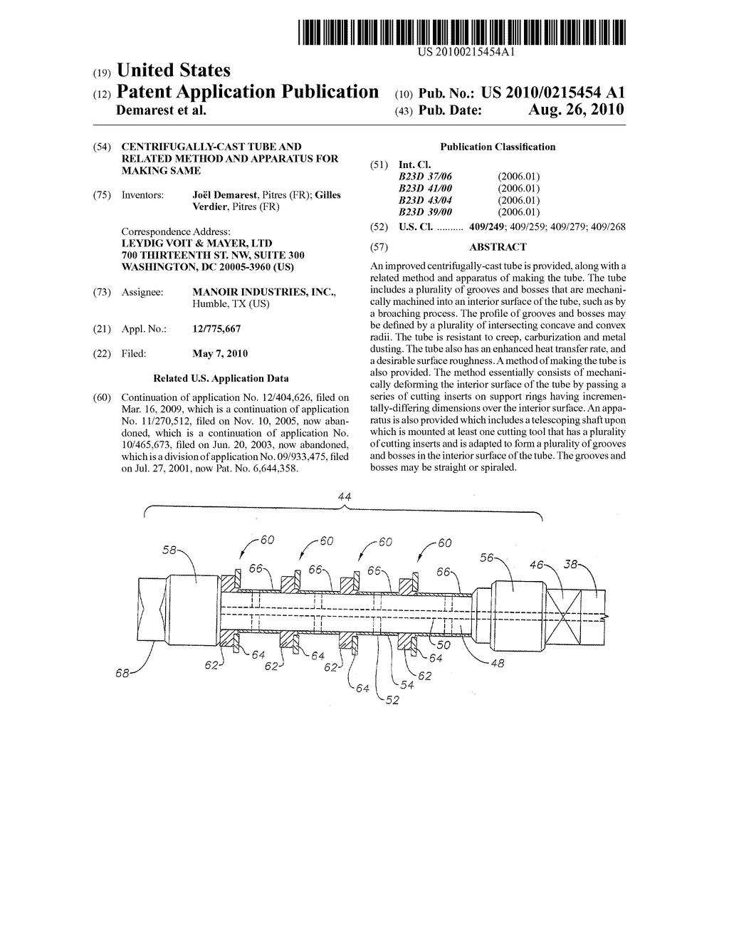 CENTRIFUGALLY-CAST TUBE AND RELATED METHOD AND APPARATUS FOR MAKING SAME - diagram, schematic, and image 01