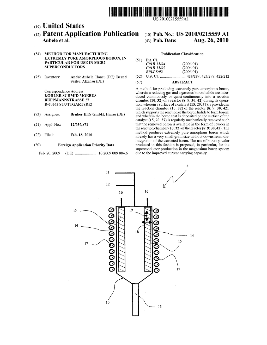 Method for manufacturing extremly pure amorphous boron, in particular for use in MgB2 superconductors - diagram, schematic, and image 01