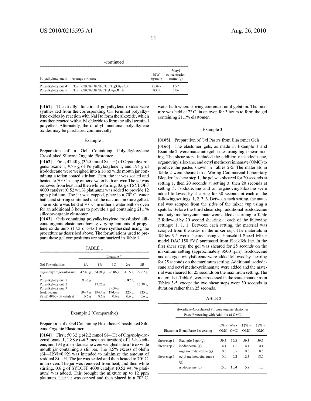 Personal Care Compositions Containing Silicone-Organic Gels From Polyalkyloxlene Crosslinked Silicone Elastomers - diagram, schematic, and image 12