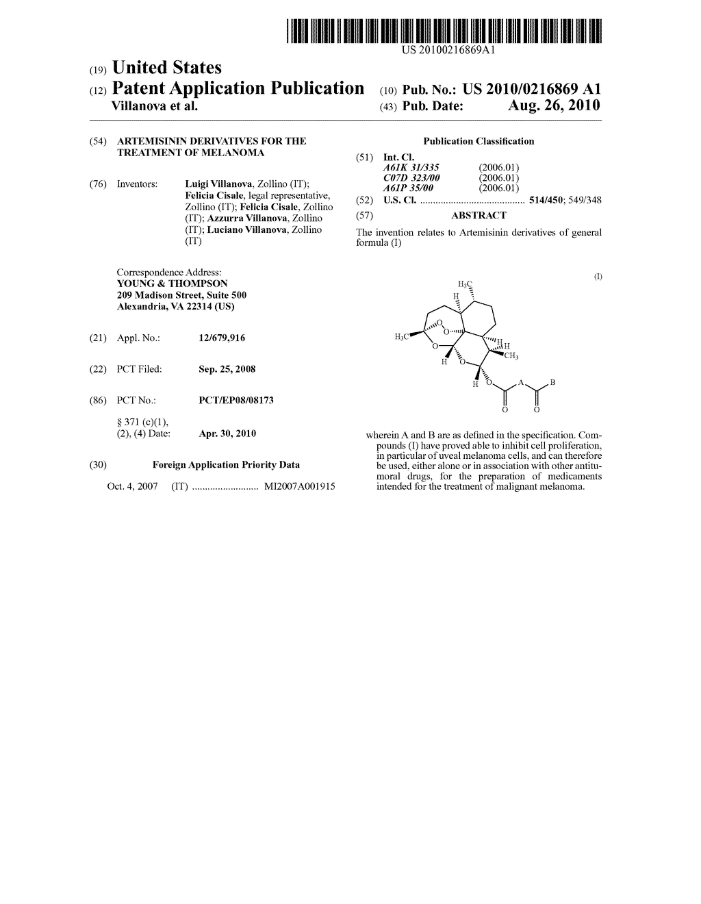 ARTEMISININ DERIVATIVES FOR THE TREATMENT OF MELANOMA - diagram, schematic, and image 01