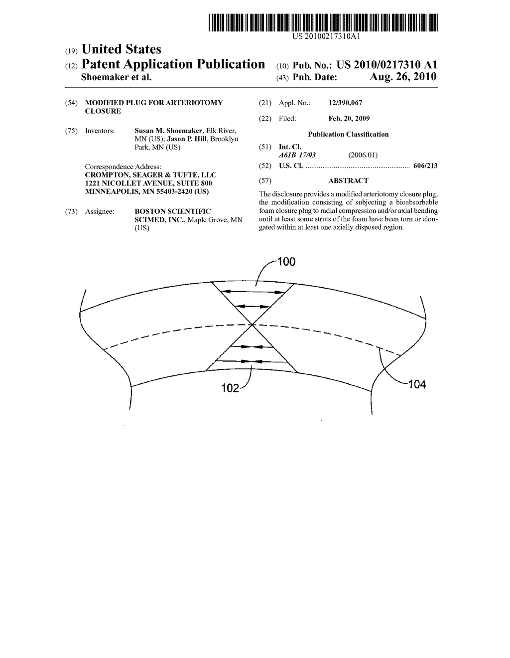 MODIFIED PLUG FOR ARTERIOTOMY CLOSURE - diagram, schematic, and image 01