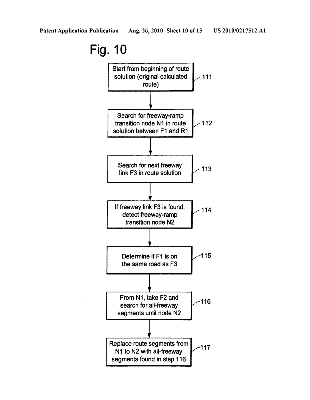Method and apparatus for detecting and correcting freeway-ramp-freeway situation in calculated route - diagram, schematic, and image 11
