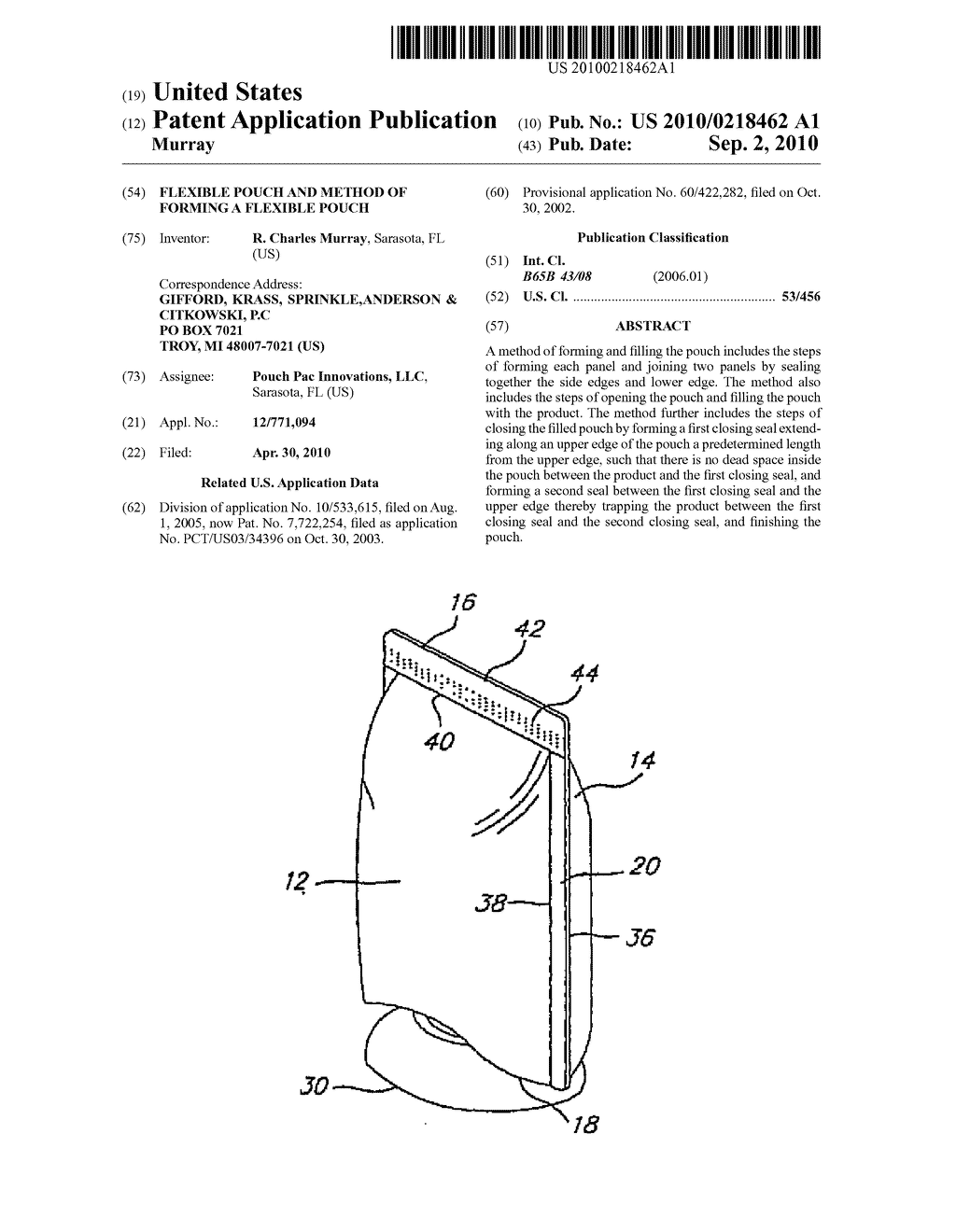 FLEXIBLE POUCH AND METHOD OF FORMING A FLEXIBLE POUCH - diagram, schematic, and image 01