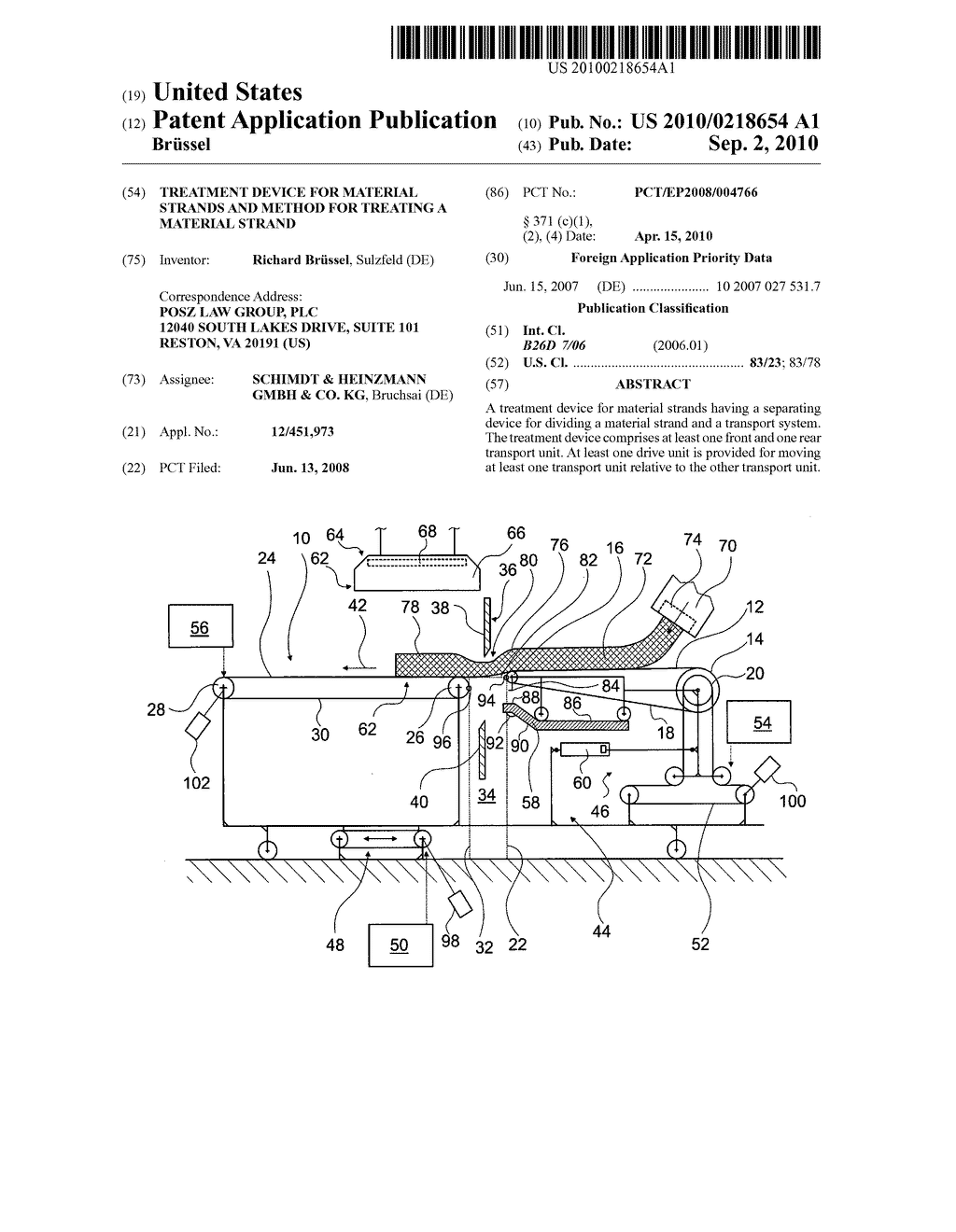 TREATMENT DEVICE FOR MATERIAL STRANDS AND METHOD FOR TREATING A MATERIAL STRAND - diagram, schematic, and image 01