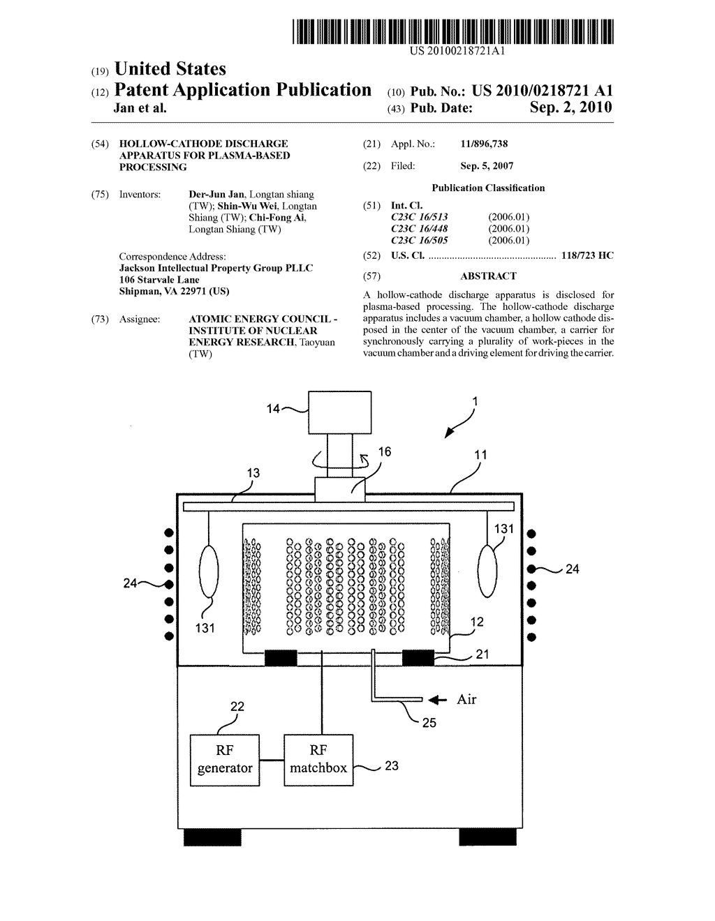 Hollow-cathode discharge apparatus for plasma-based processing - diagram, schematic, and image 01