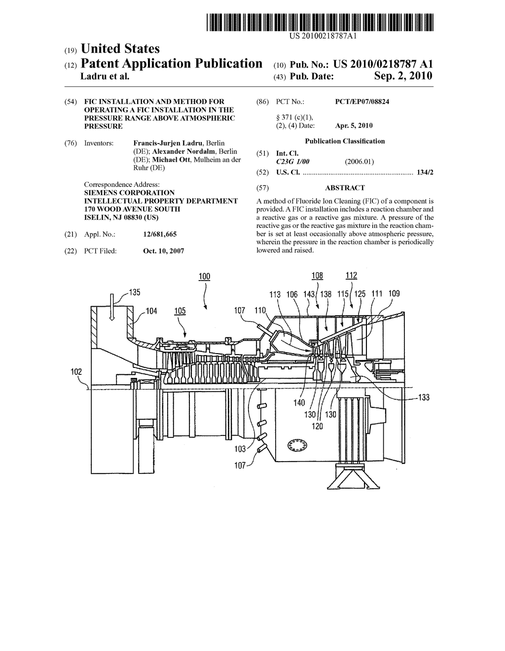FIC Installation and Method for Operating a FIC Installation in the Pressure Range Above Atmospheric Pressure - diagram, schematic, and image 01