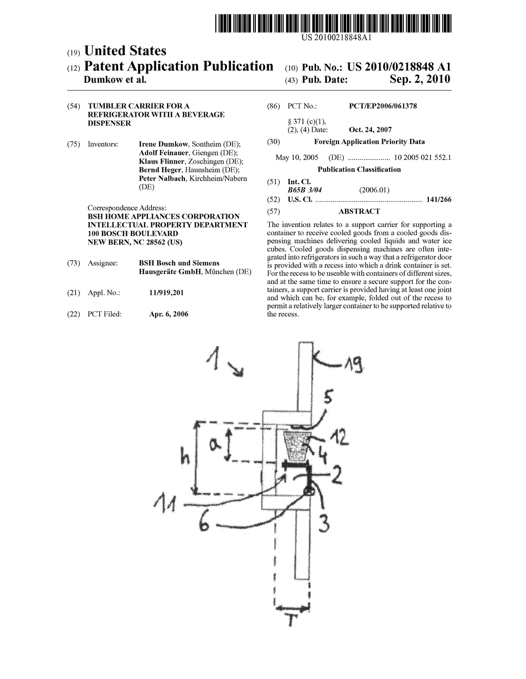 Tumbler carrier for a refrigerator with a beverage dispenser - diagram, schematic, and image 01