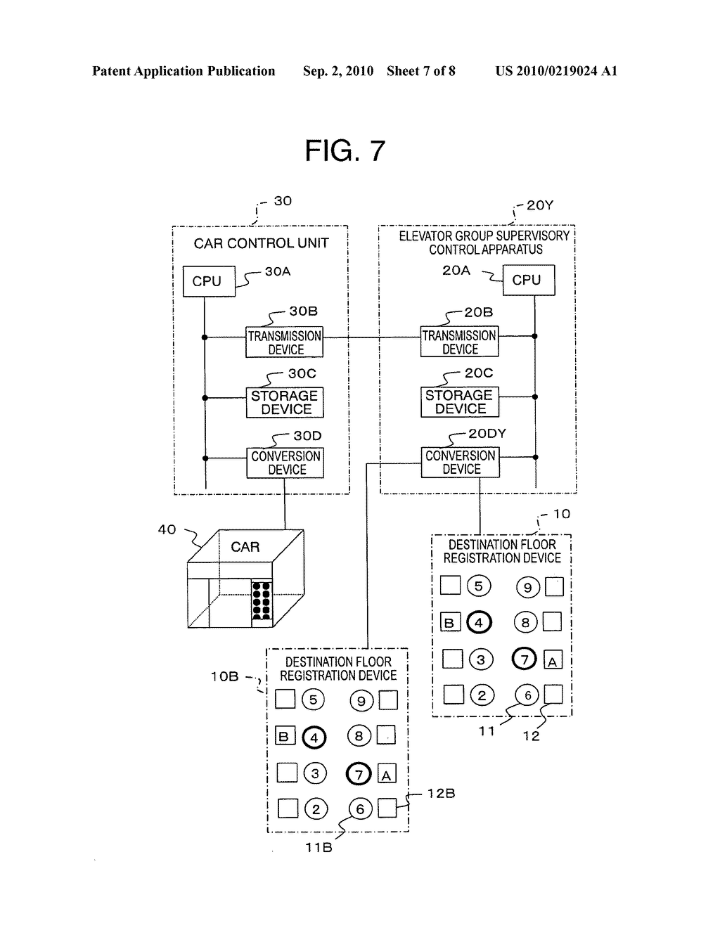 Landing display device for elevator - diagram, schematic, and image 08