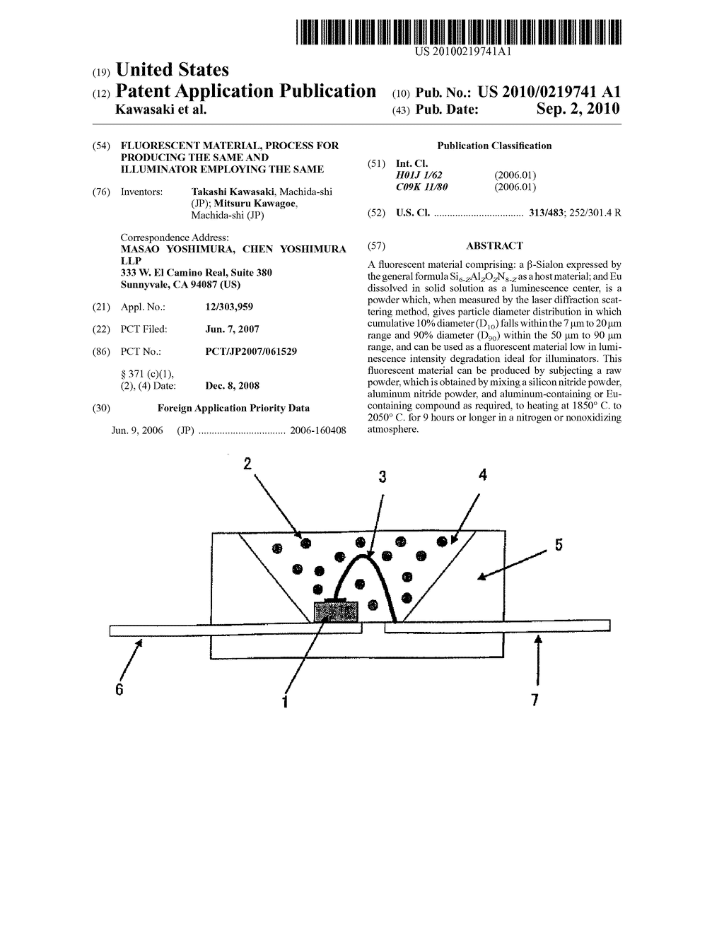 FLUORESCENT MATERIAL, PROCESS FOR PRODUCING THE SAME AND ILLUMINATOR EMPLOYING THE SAME - diagram, schematic, and image 01