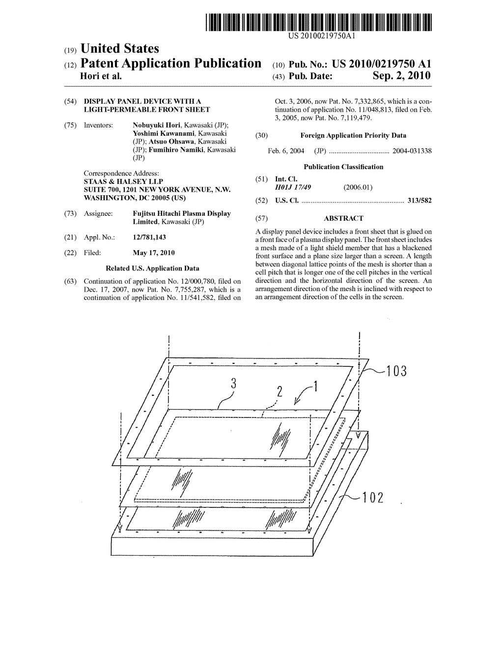 DISPLAY PANEL DEVICE WITH A LIGHT-PERMEABLE FRONT SHEET - diagram, schematic, and image 01